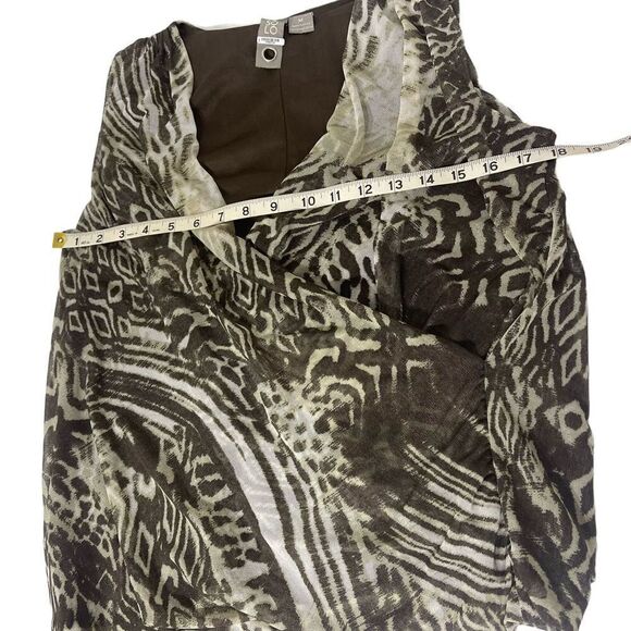 SOLO MODA safari animal print surplice ruched faux wrap sleeveless top medium - Picture 2 of 12